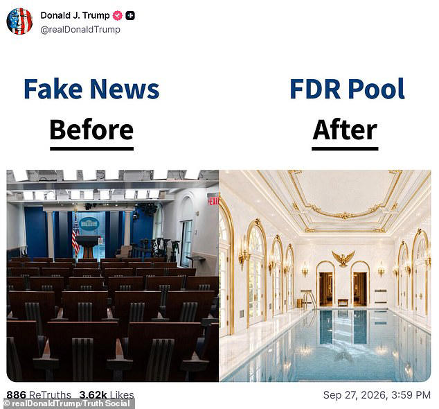Trump gives whole new meaning to press pool as he hints at remodeling ...