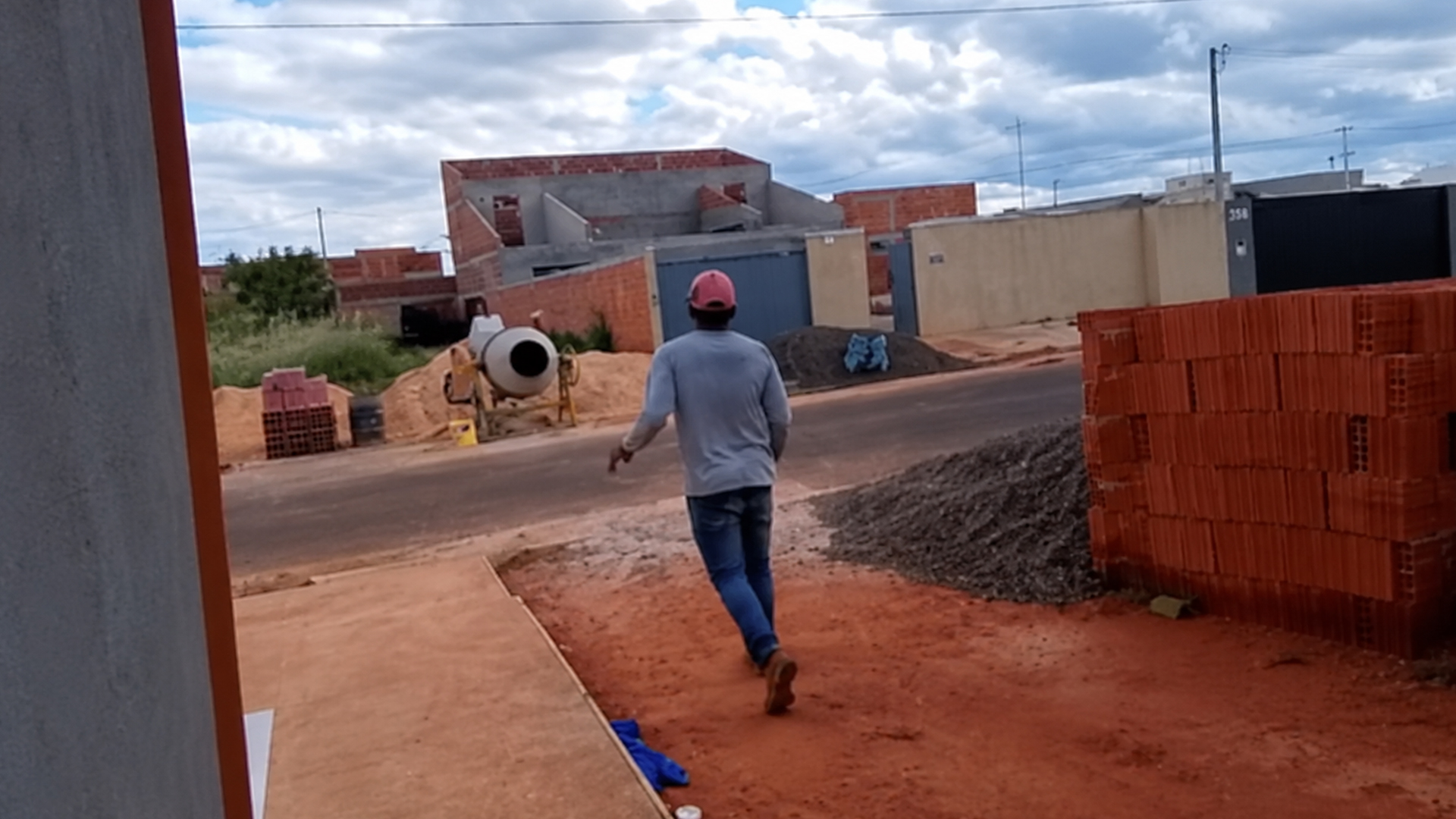 Construction workers caught having fun