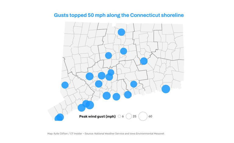 Connecticut nor'easter brings wind gusts of up to 56 mph. Here's where ...