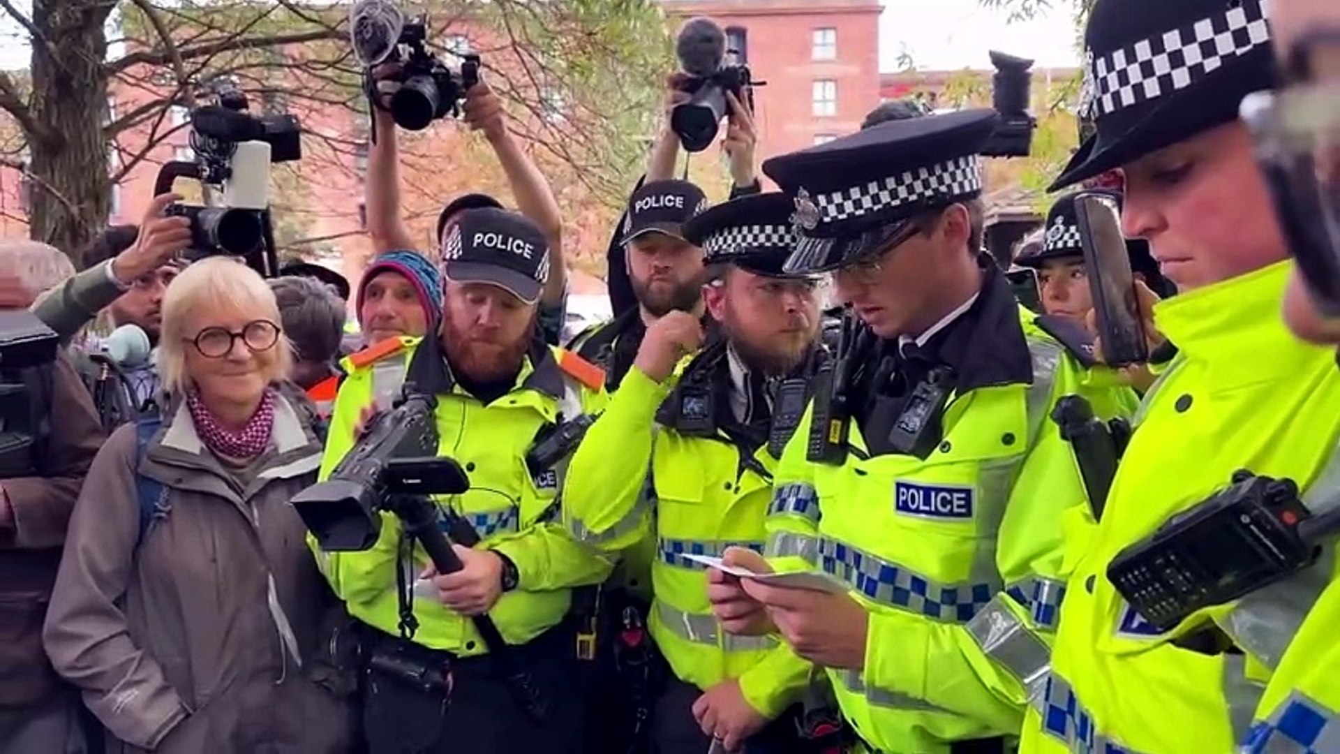 Police make an arrest during a pro-Palestine Action protest at the ...