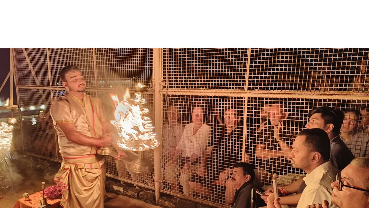 Bihar health minister Nishant Kumar witnesses Ganga aarti in Varanasi