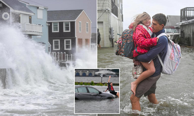 Deadly nor'easter turns streets to rivers as 65mph winds and torrential ...