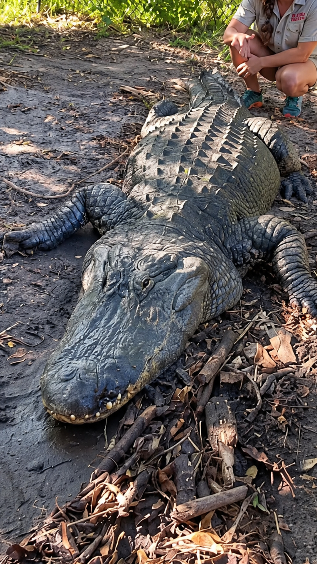 Spotting an enormous 14-foot alligator with powerful features