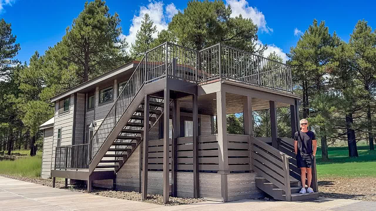 Inside the cottage style prefab home backing onto a forest!