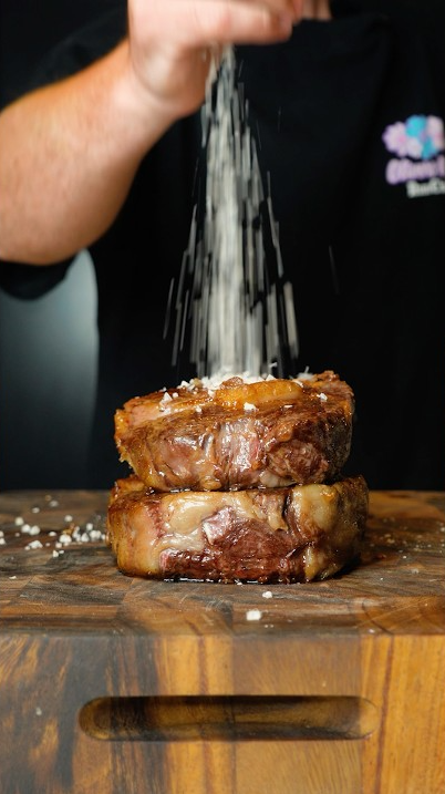 Double ribeye steak stack juicy, thick & perfectly seared
