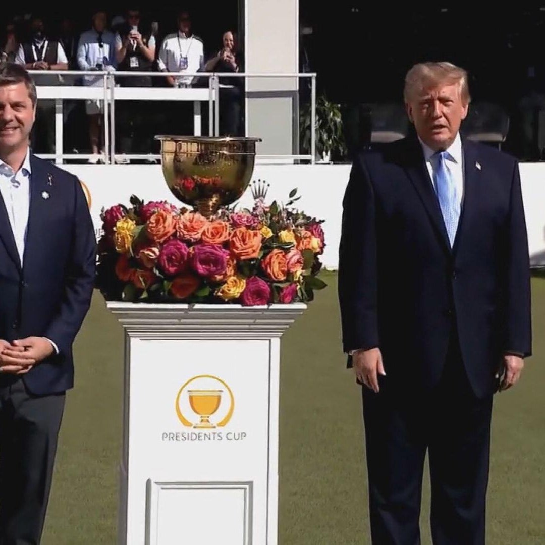 Trump attends Presidents Cup; dueling protests held outside country club