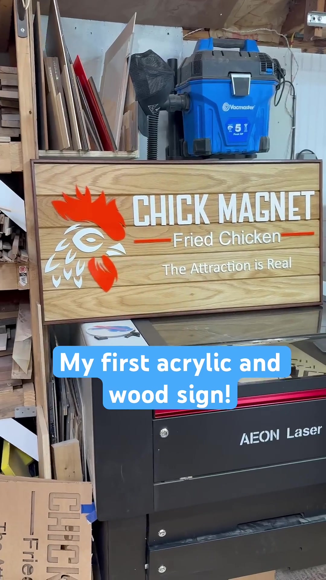Chick magnet white oak sign with acrylic letters #acrylic #signmaker # ...