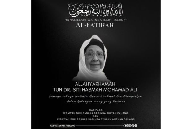 Pahang royal couple conveys condolences over passing of Tun Dr Siti Hasmah
