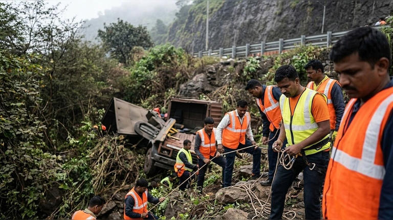 Fatal crash on Mumbai-Pune Expressway sends two vehicles into gorge