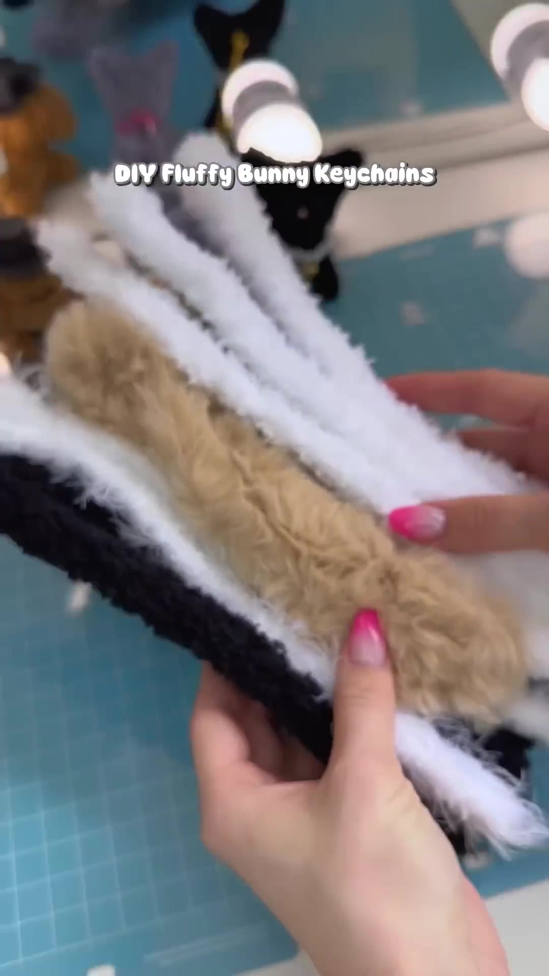 Fluffy bunny keychains - the cutest DIY #shorts