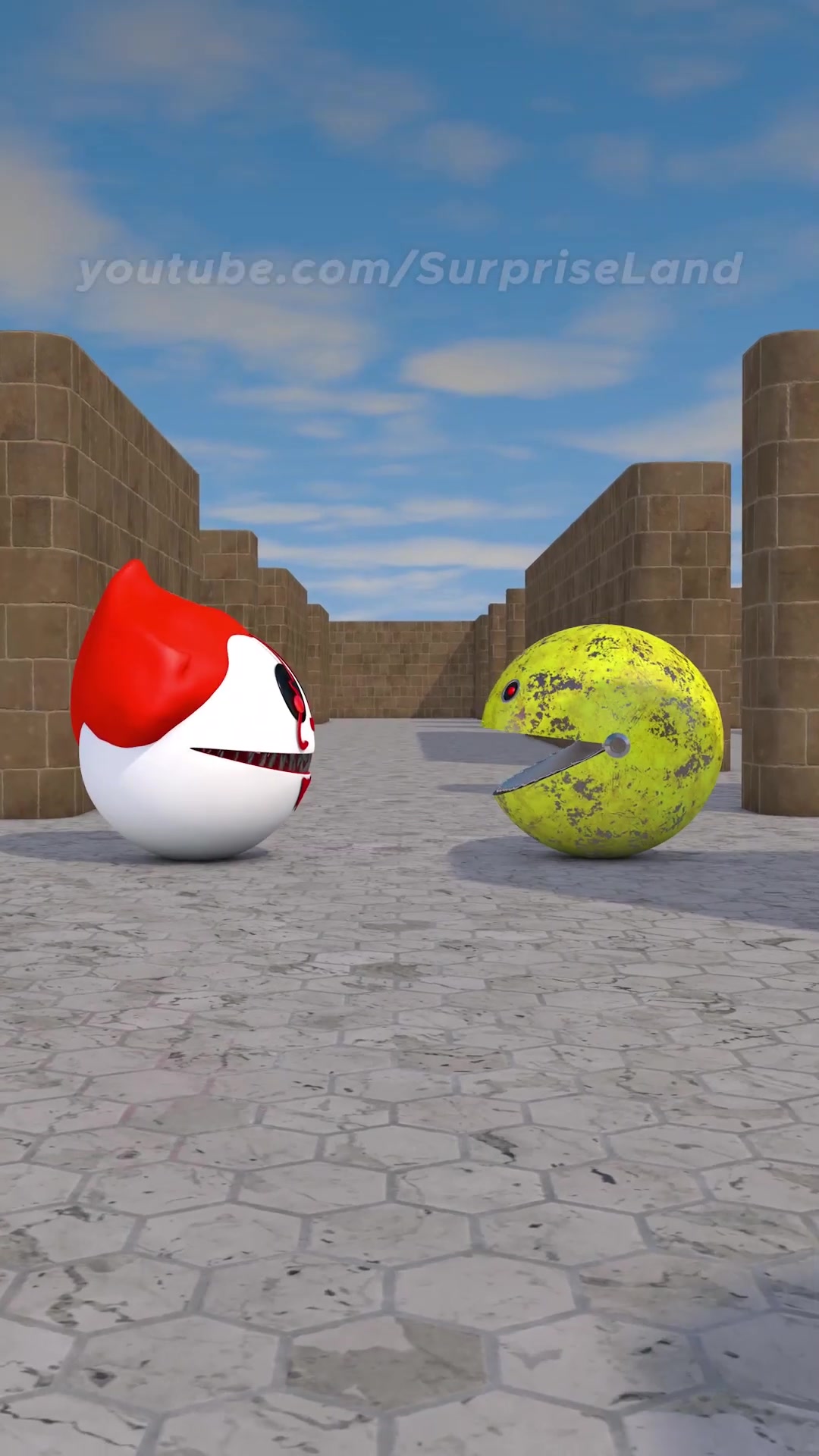 Robot Pacman vs evil clown 🤡🤡 🎁🎉 #pacman #robotpacman