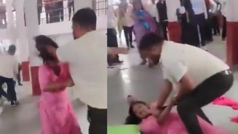 Caught on camera: Man allegedly punches wife, pulls her hair after ...