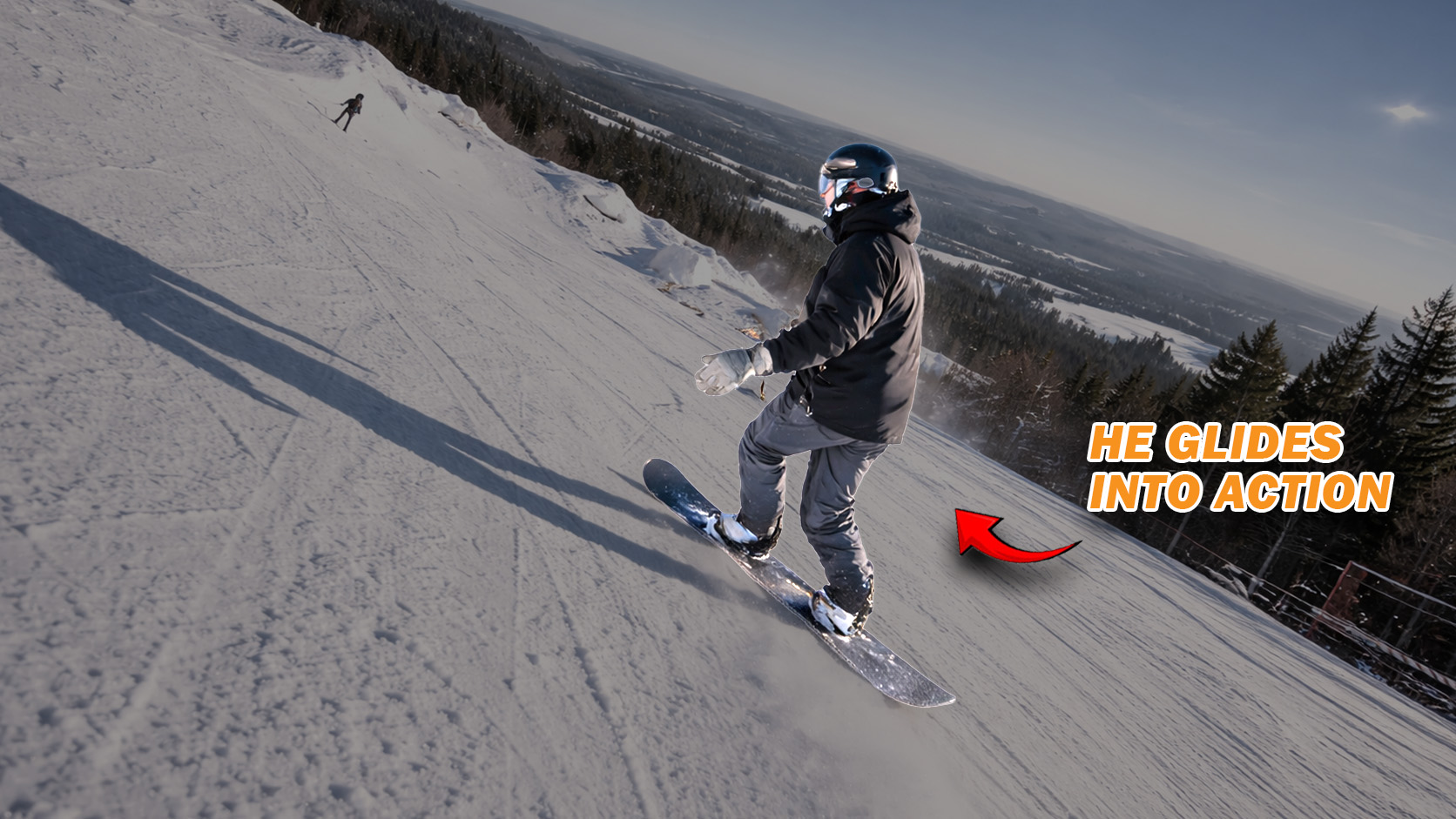 Rider shows control during a snowboard run