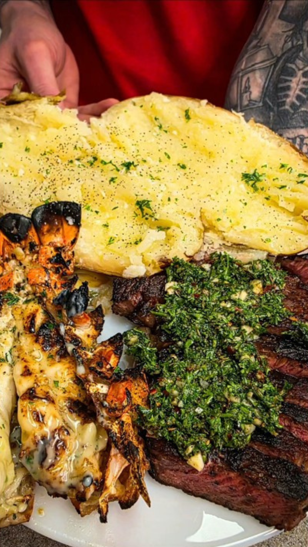 Surf and turf recipe combining steak and seafood flavors