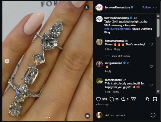 Taylor Swift's big bling moment after engagement ring: A diamond trail ...