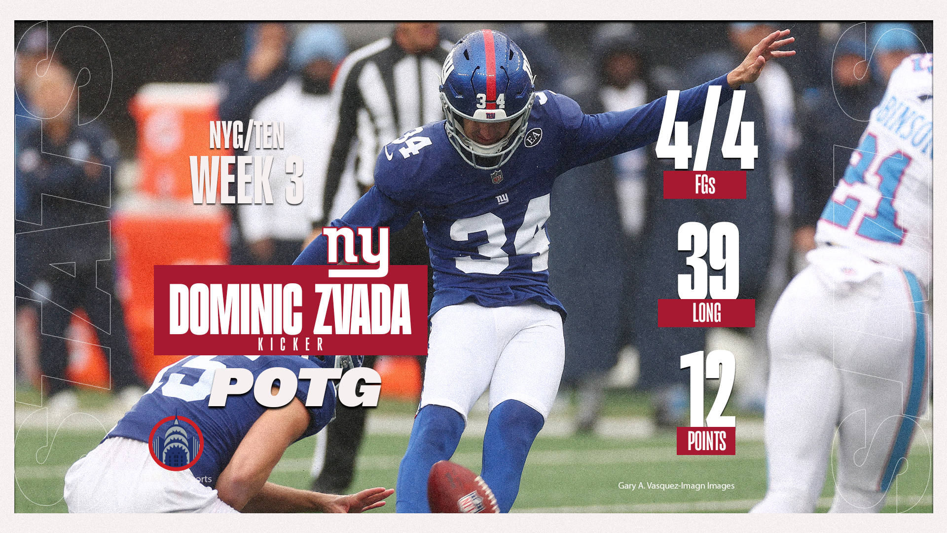Giants vs. Titans player of the game: K Dominic Zvada