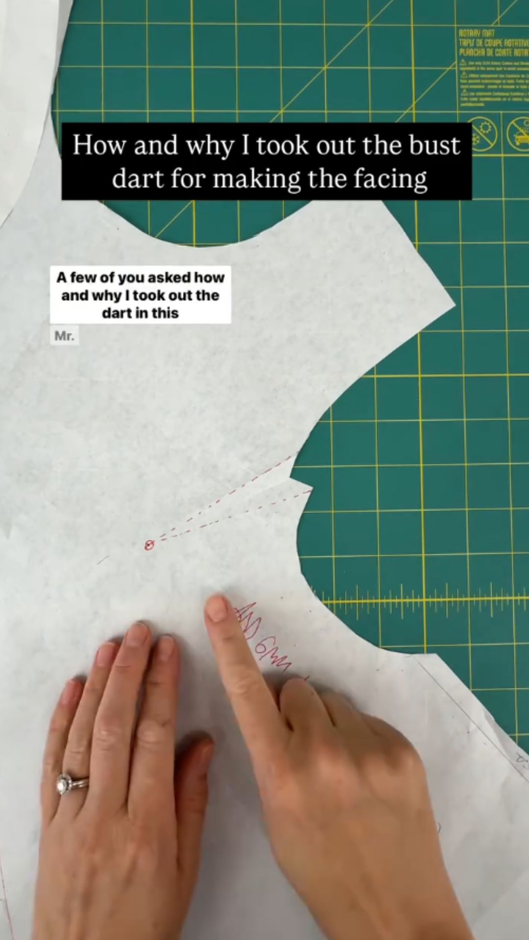 Why this bias cut facing does not need a bust dart