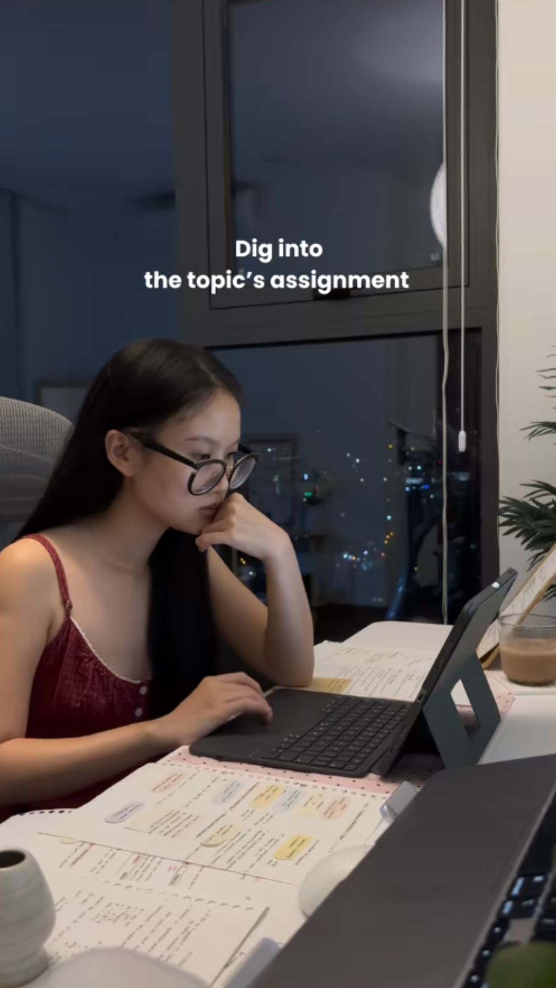 Late night study routine before final exams