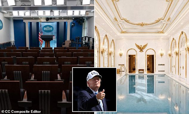 Trump suggests replacing White House briefing room with swimming pool