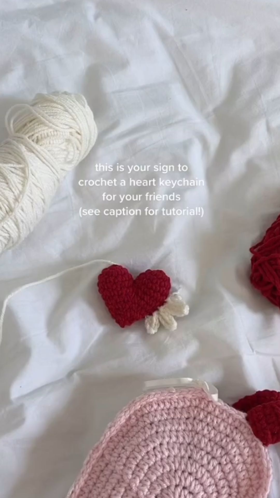 How to crochet a heart keychain with tiny wings