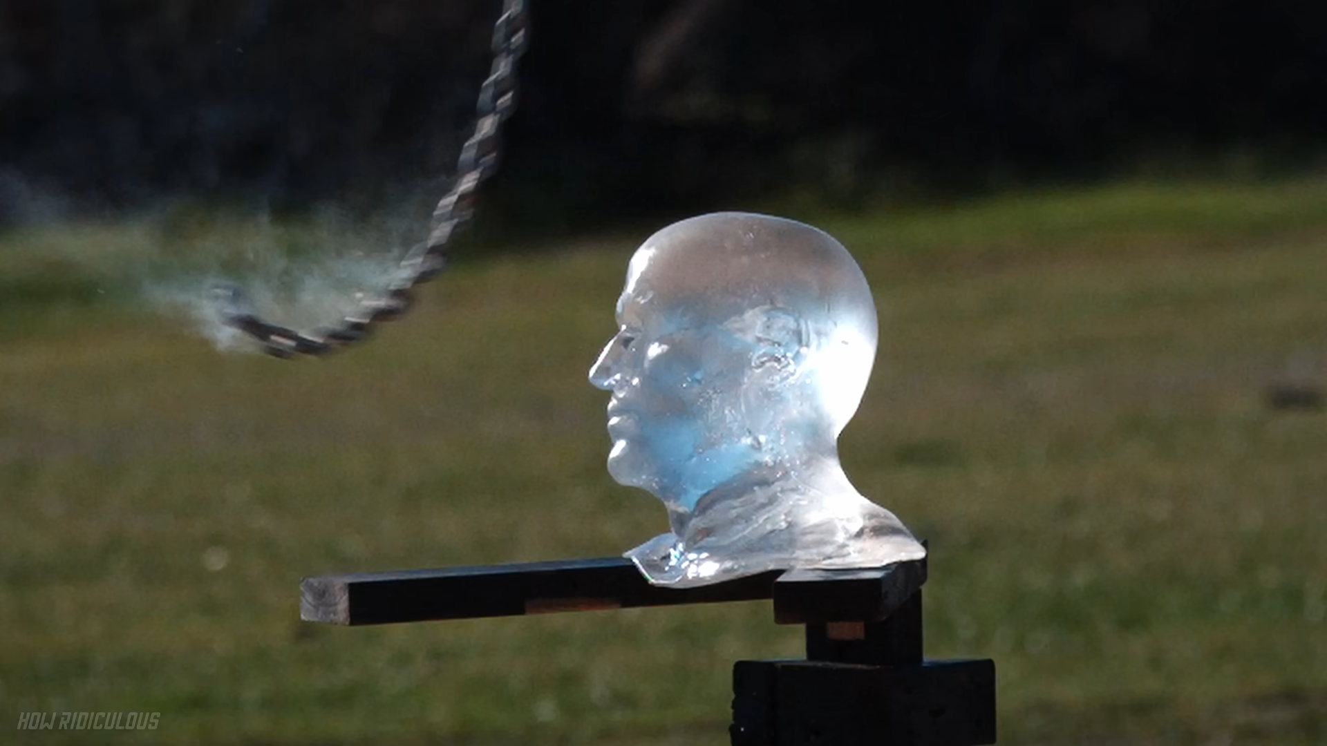 This giant chain whip moves faster than anyone expected then it hits