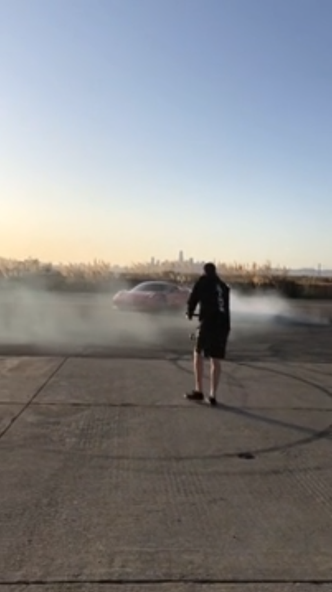 Ferrari GT3 and 458 create a stunning sunset moment