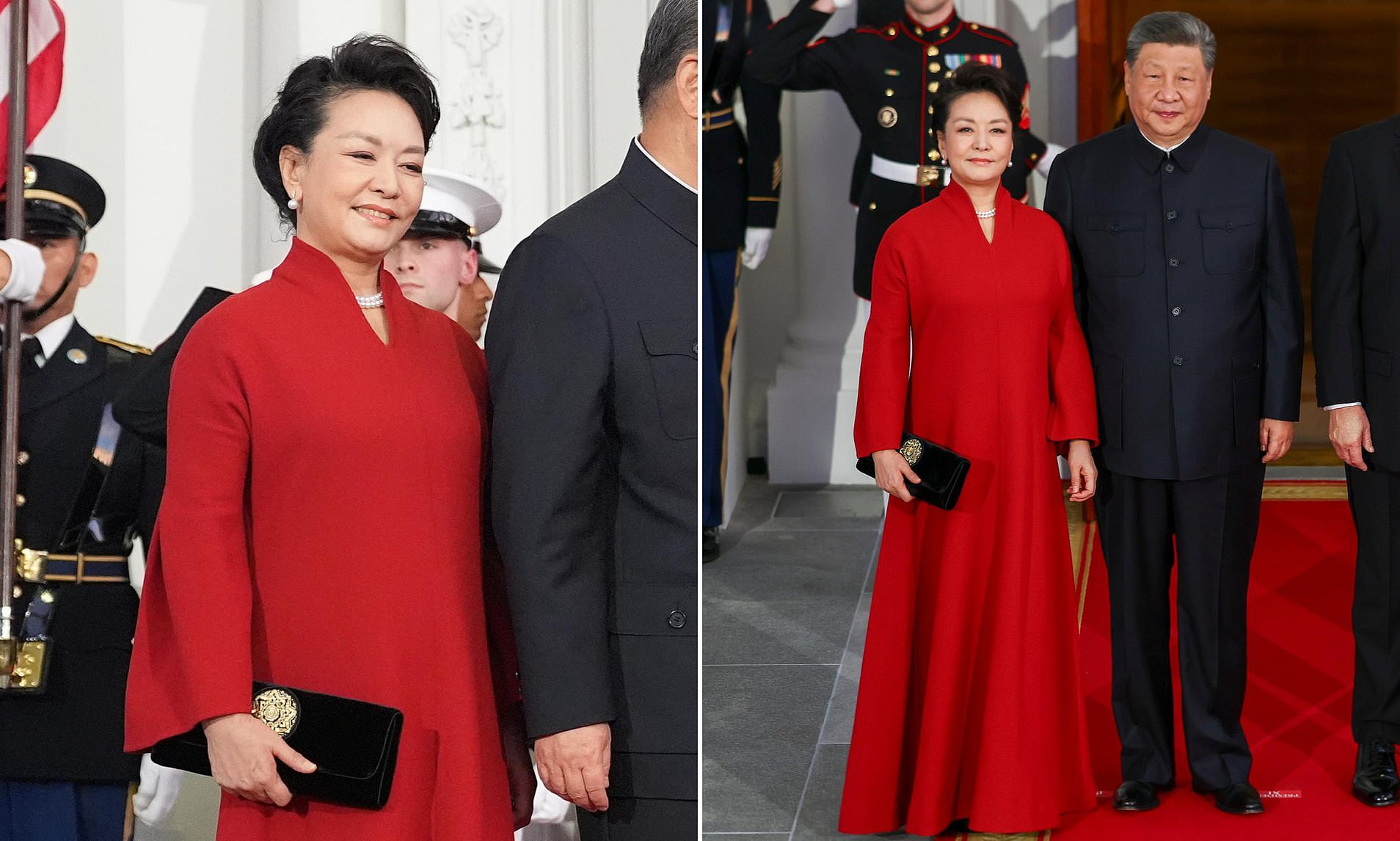 Xi Jinping's wife Peng Liyuan commands attention in fiery red gown at ...