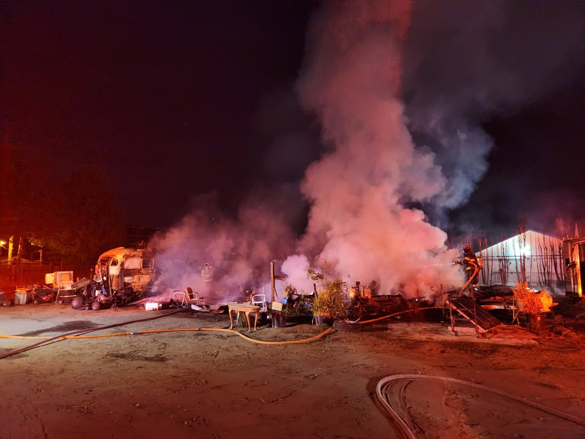 Multiple RVs destroyed in overnight fire at Dallesport storage facility