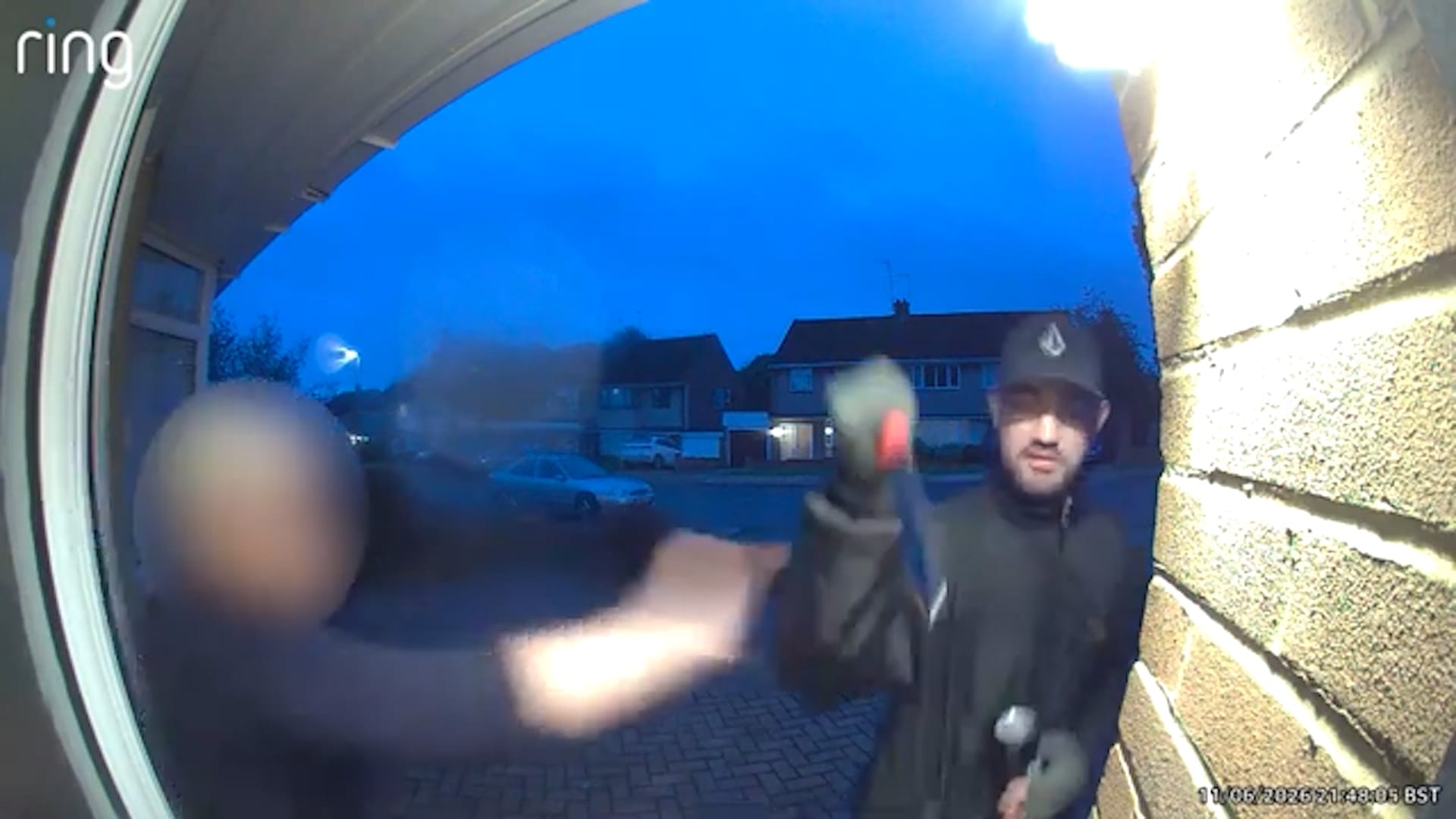 Knife-wielding yob filmed on doorbell camera threatening to stab ...