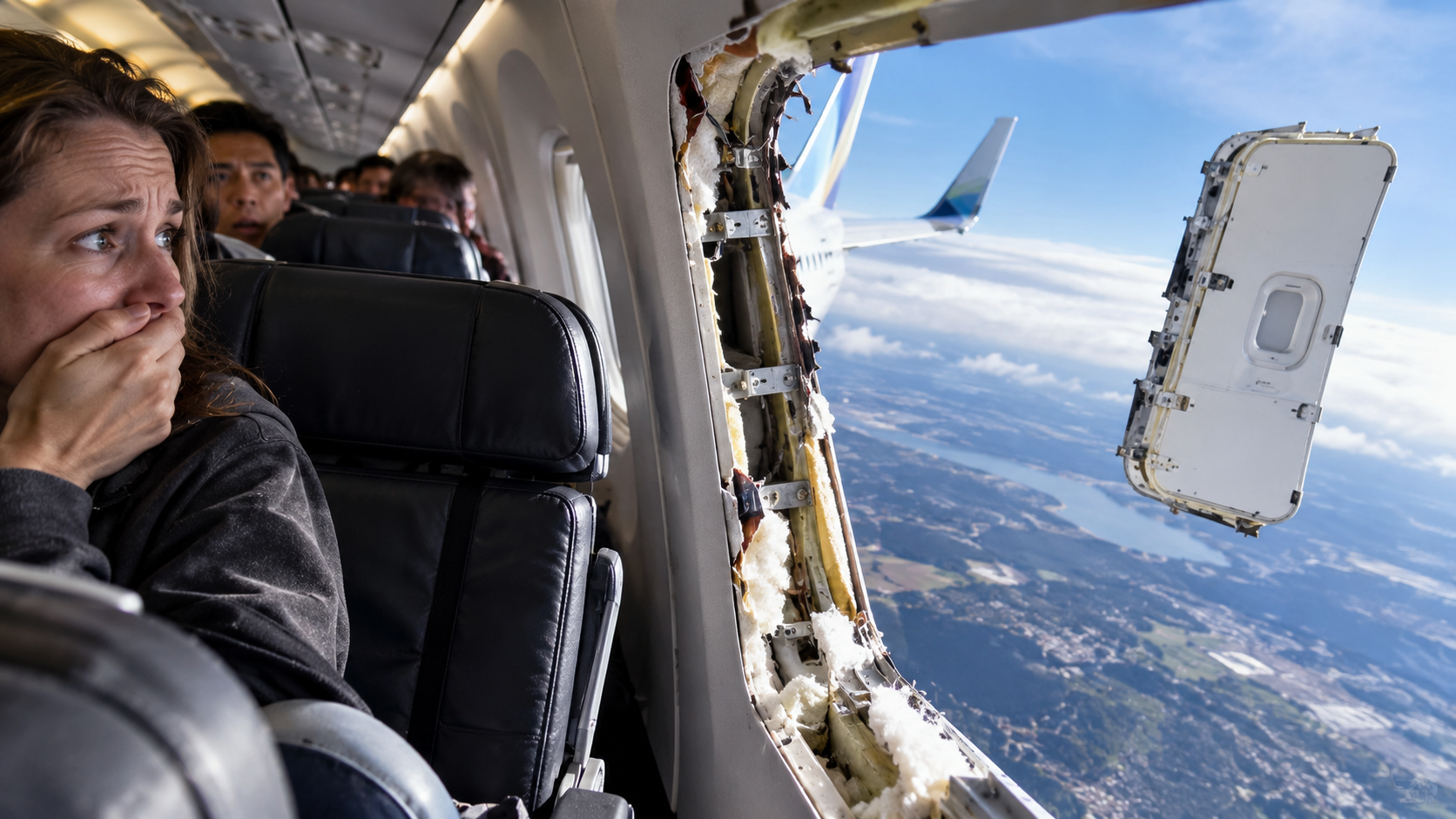 Passengers heard a massive bang after takeoff then a door plug tore ...
