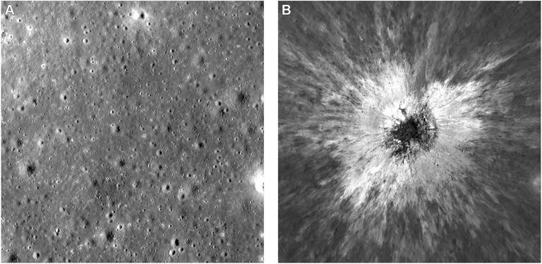 Ein seltener Einschlag hat auf dem Mond einen 222 Meter breiten Krater ...
