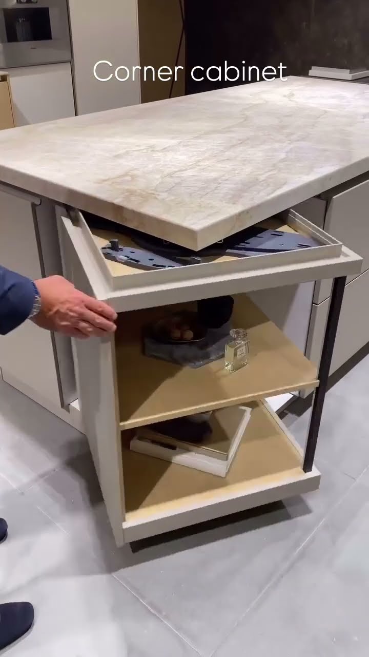 Genius rotating island corner cabinet for space saving! #spacesaving
