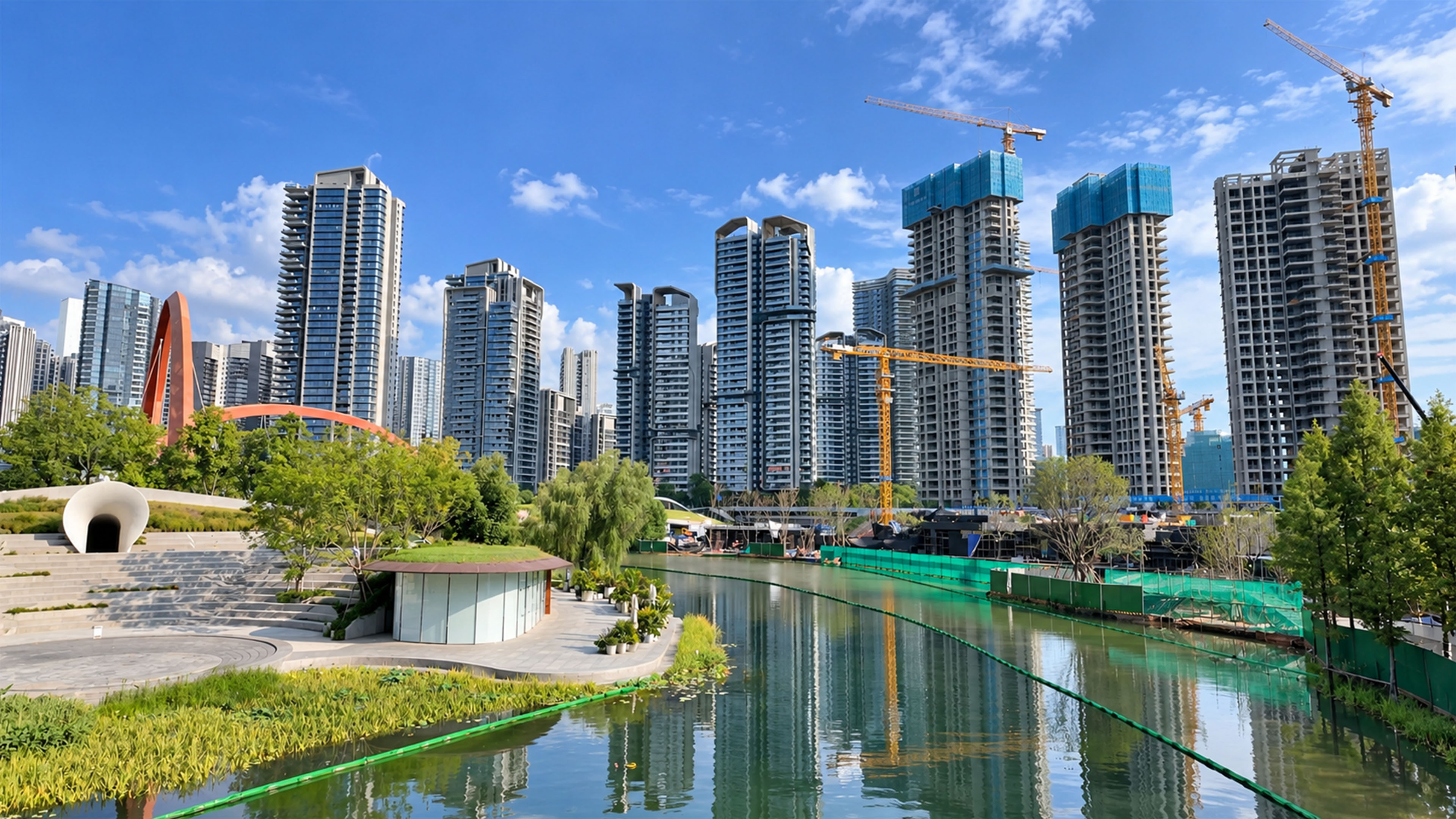 China combines green lakeside spaces with rising residential towers