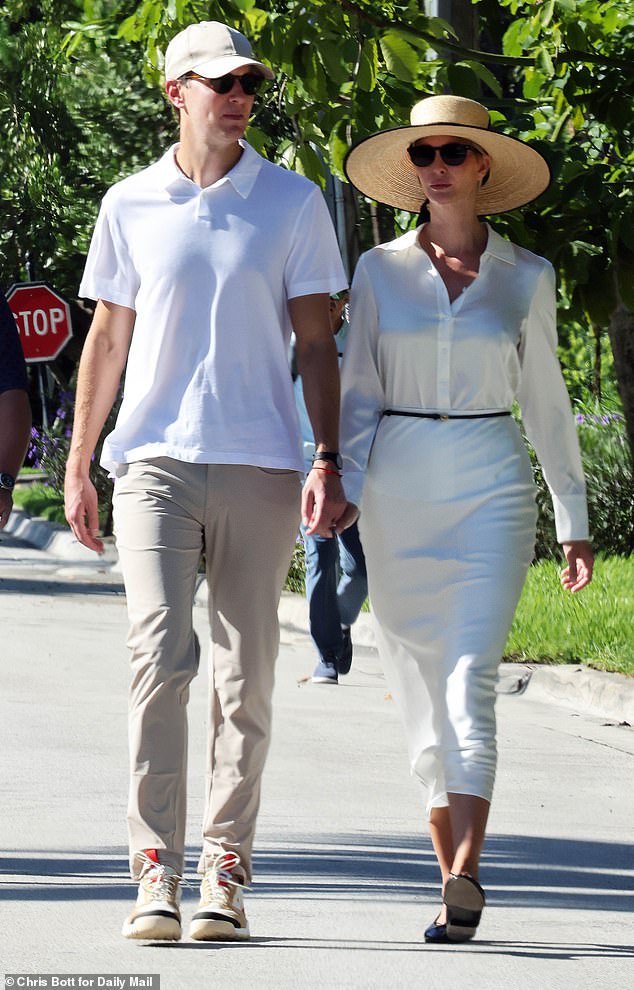 Ivanka Trump swaps her usual revealing attire for reserved look as she ...