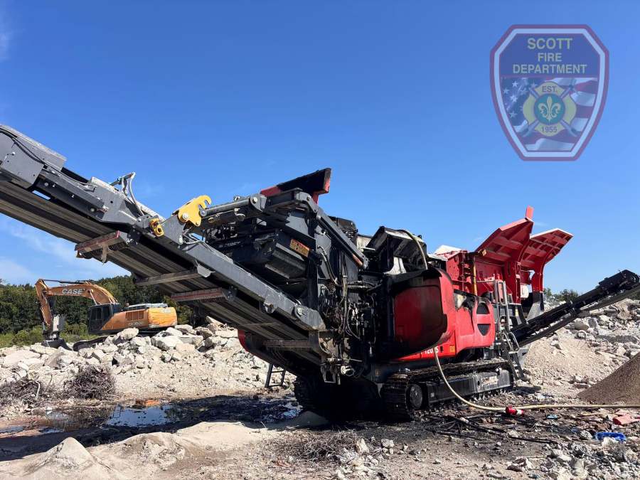 Report: Firefighters on scene of rock crusher on fire in Scott