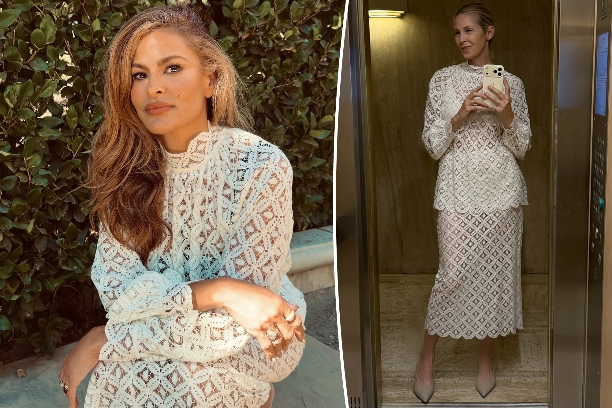 Eva Mendes and Kelly Rutherford have this chic matching set in common
