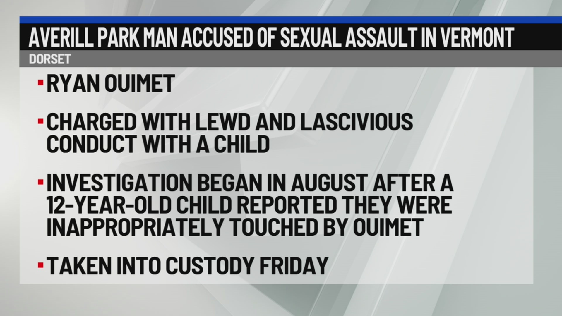 Averill Park man accused of sexual assault in Vermont