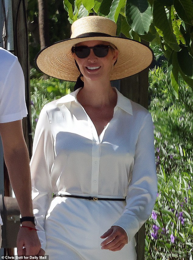 Ivanka Trump swaps her usual revealing attire for reserved look as she ...