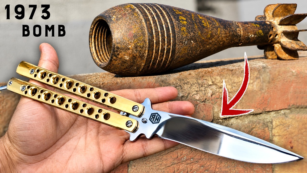 Making a balisong knife out of empty mortar shell