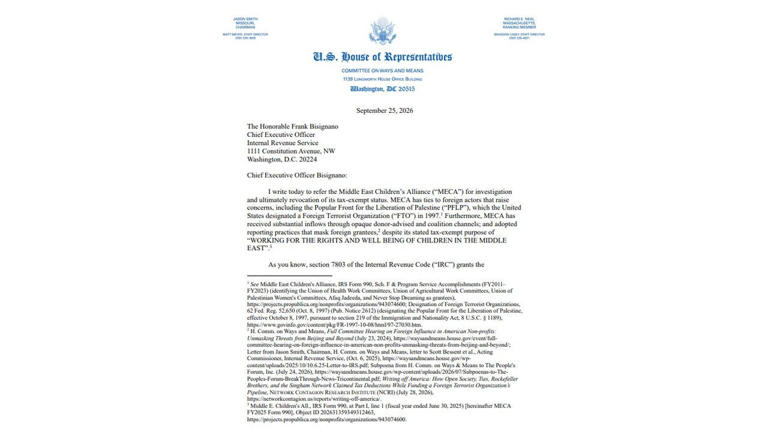 House Republicans press IRS to strip Middle East Children's Alliance of ...