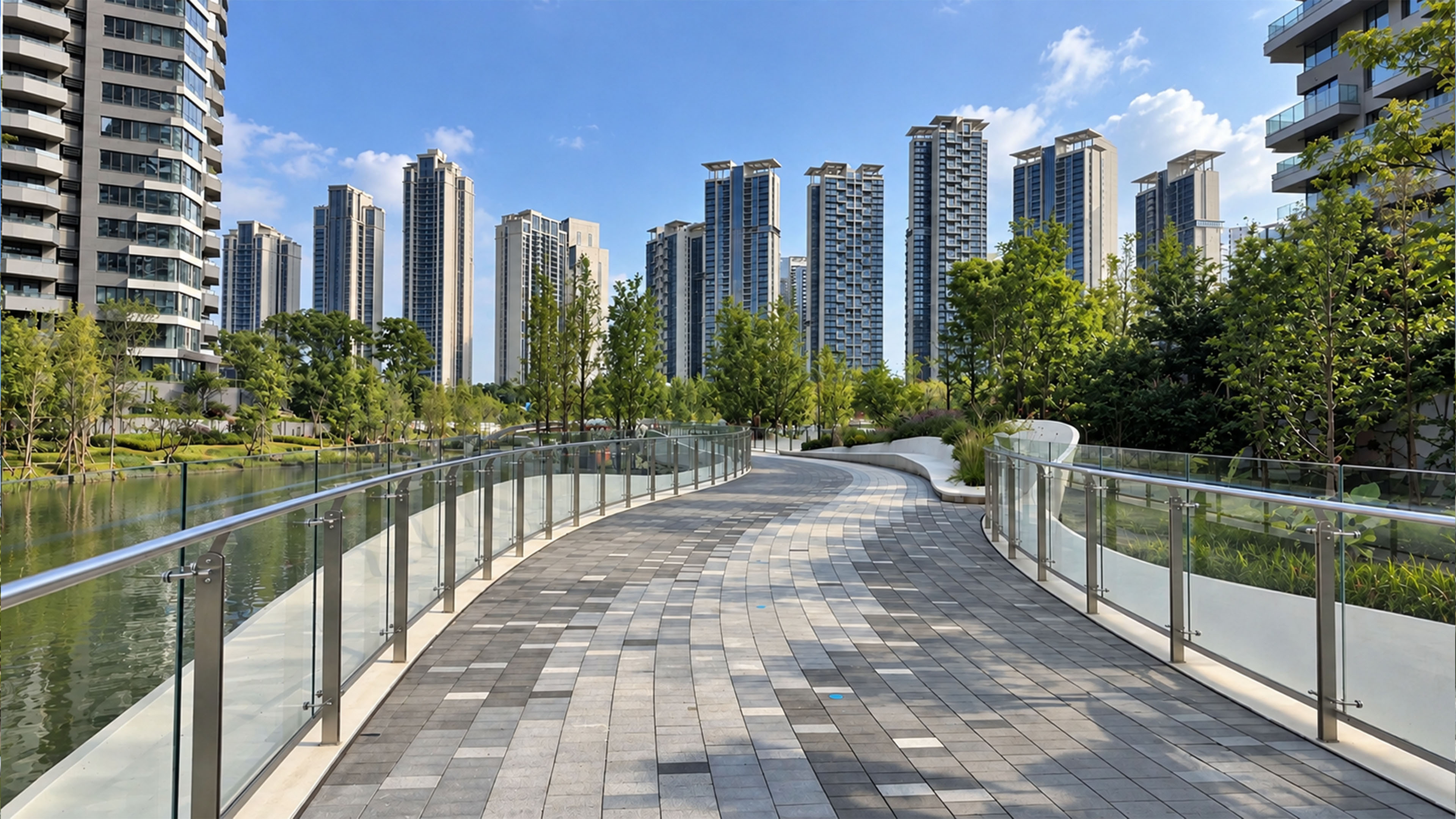 Between towering buildings China hides a quiet garden walkway