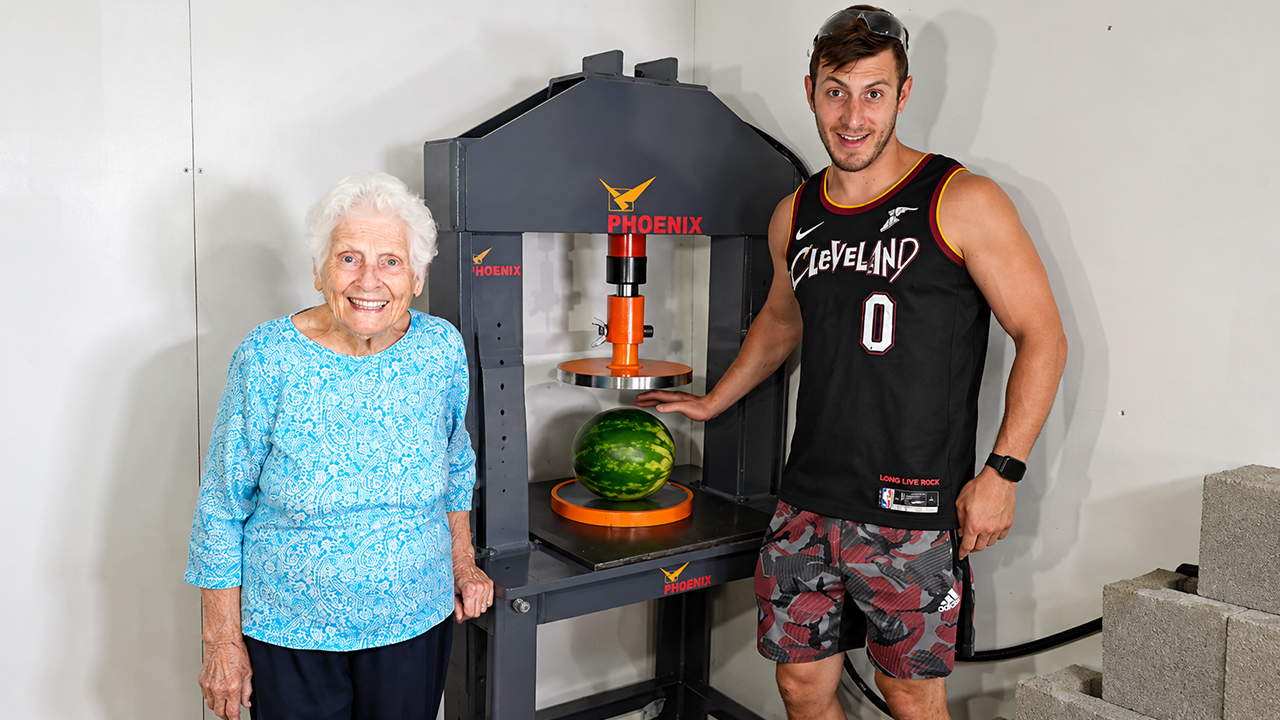 Granny tests what a hydraulic press can destroy