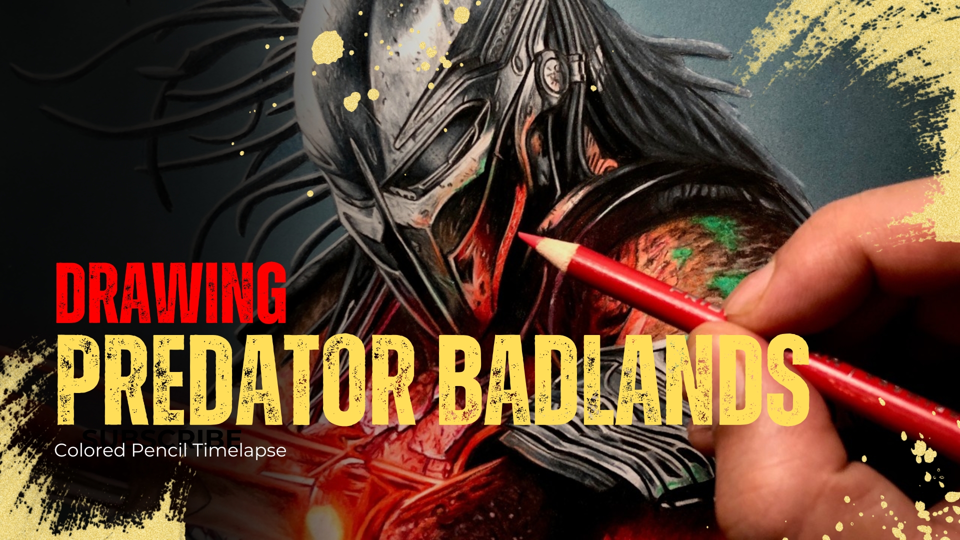 Drawing Predator Badlands colored pencil timelapse