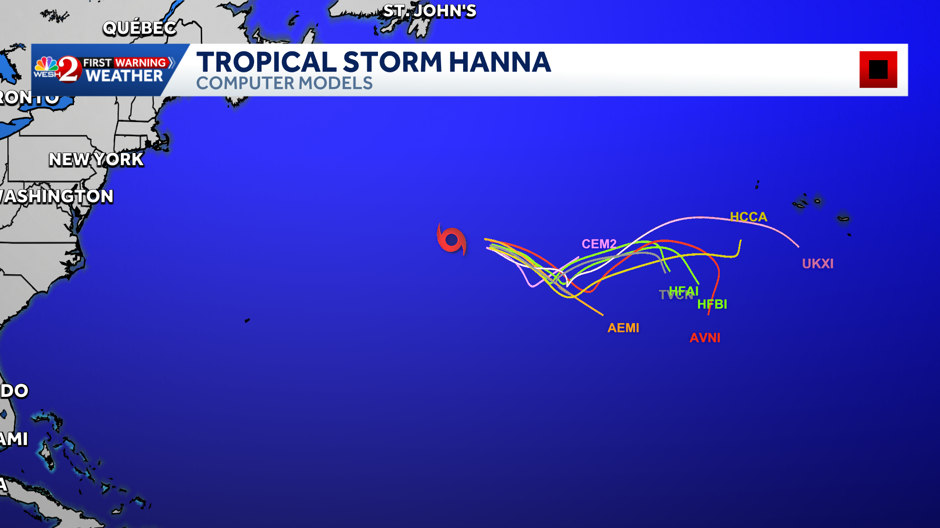 Tracking Tropical Storm Hanna: Maps, spaghetti models