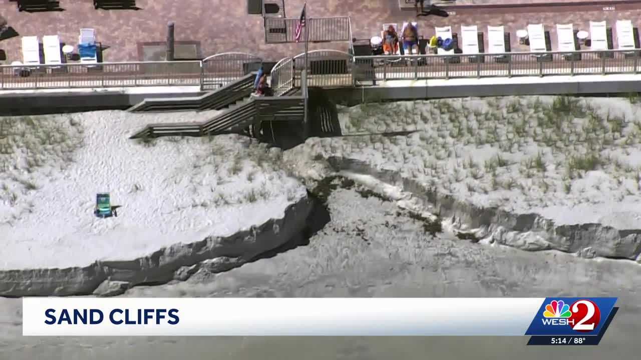 'Sand cliffs' form along New Smyrna Beach after nor’easter and full moon