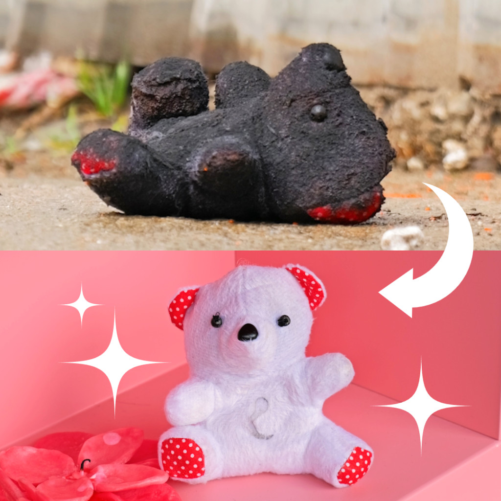 Limpeza satisfatória de um urso de pelúcia sujo! 🧸