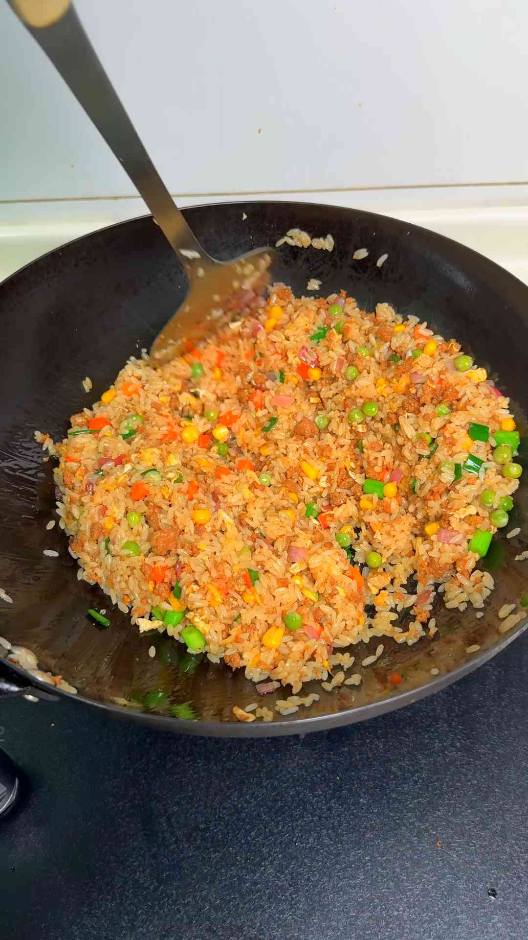 Burger fried rice with a one egg twist