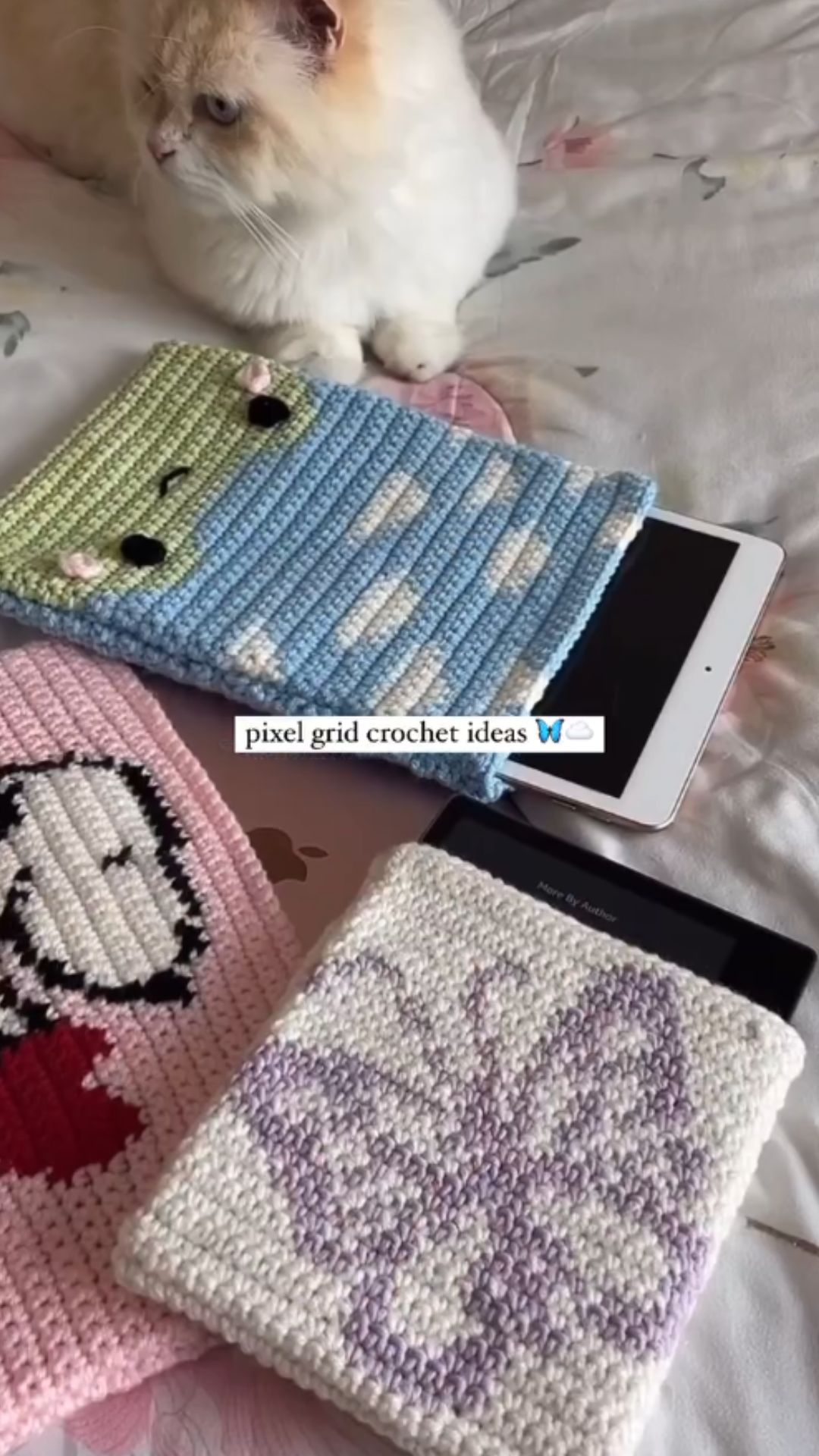 Creative crochet pixel grid ideas for custom device sleeves