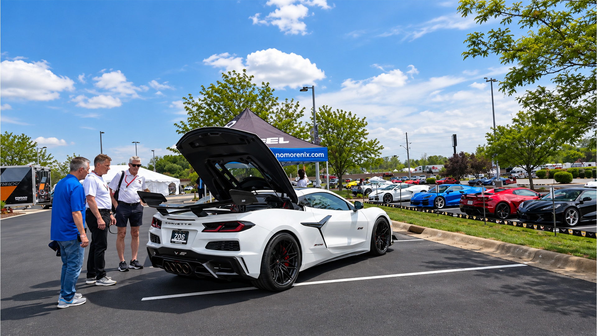 Corvette displayed with its rear cover open
