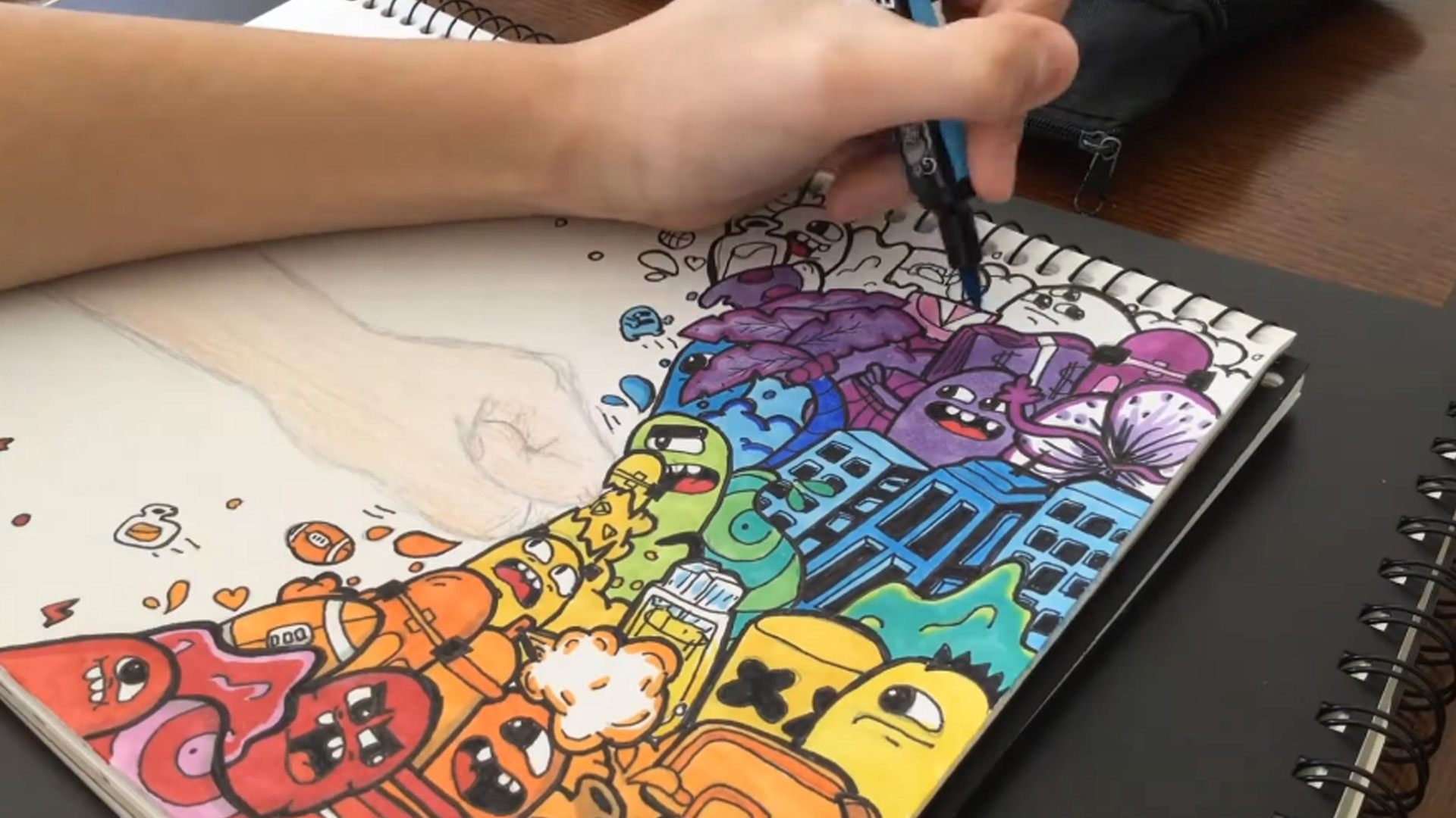 Simple doodles turn into colorful characters